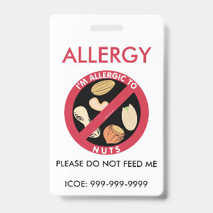 Badge Urgence d'allergie aux arachides personnalisée pou