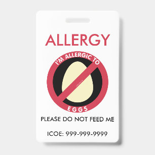 Badge Urgence d'allergie aux œufs personnalisée pour enf