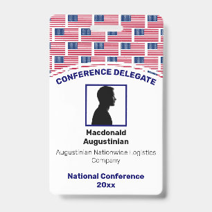 Badge USA AMERICAN FLAG Customisé Logo Identifiant photo