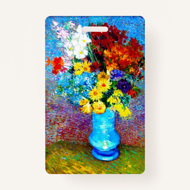 Badge Van Gogh Flowers dans un Vase Bleu (Devant)