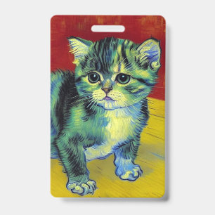 Badge Van Gogh Tabby Cat