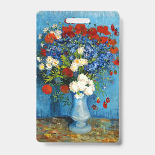 Badge Vase de Van Gogh avec Bleuets et Pavots