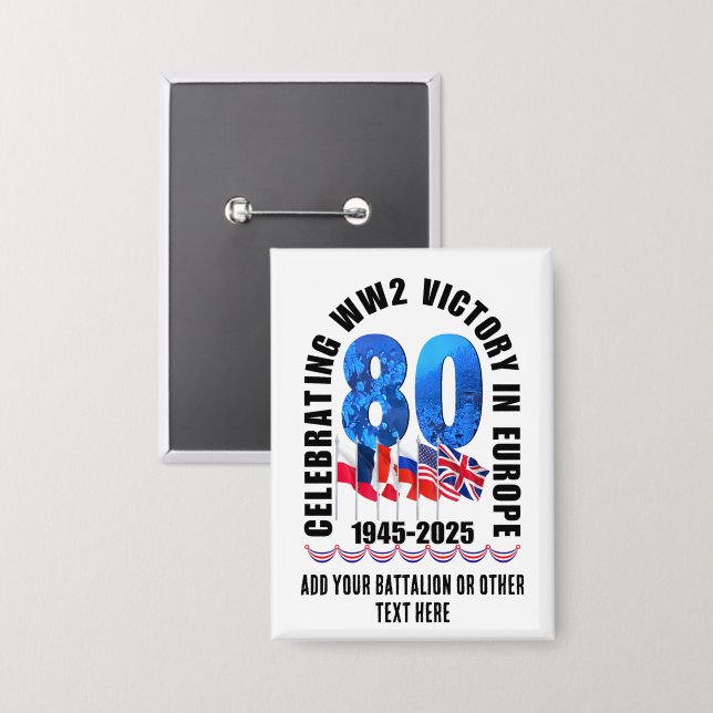 Badge VE DAY 80e anniversaire Victoire en Europe 2ÈME GU (Recto/Verso)