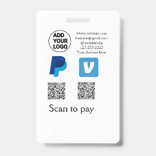 Badge Venmo paypal scan pour payer ajouter q r code logo