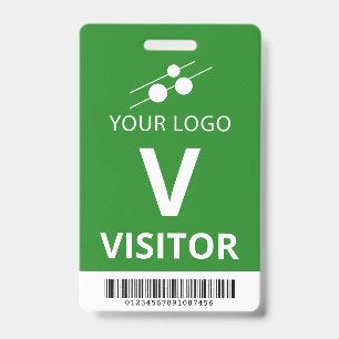 Badge Vert Blanc Ajouter Votre Logo Bar Code Visiteur