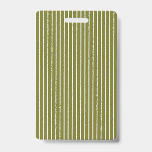 Badge Vert olive et rayures blanches avec des lignes iné