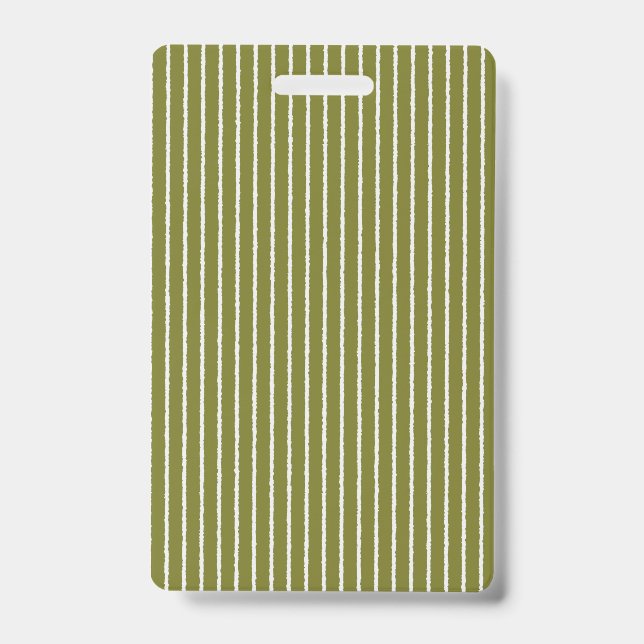 Badge Vert olive et rayures blanches avec des lignes iné (Avant)