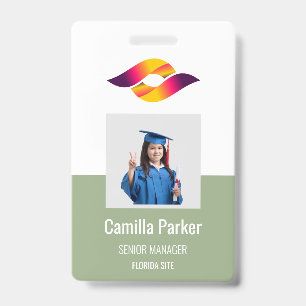 Badge Vert sauge Carte d'identité professionnelle Sécur