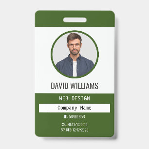 Badge Vert   Société de photo d'employé professionnelle