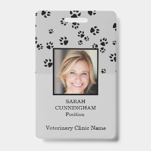 Badge Vétérinaire Clinique Empreinte de patte Photo ID B