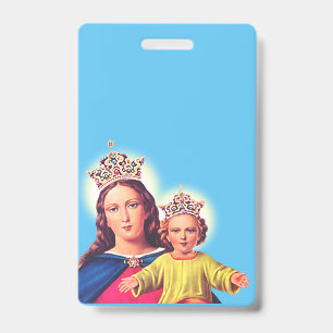 Badge Vierge Marie reine avec Jésus