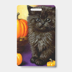 Badge Vintage Halloween Kitten