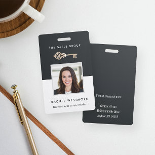 Badge Vintage Key   Real Estate Employee Photo ID