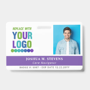 Badge Violet avec grand logo et photo ID employé