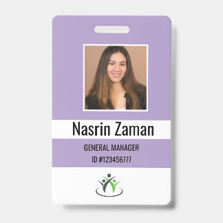 Badge Violet | Logo employé photo ou code QR de sécurité