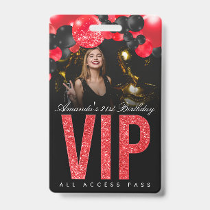 Badge VIP Accès Illimité Personnalisable Noir et R