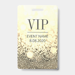 Badge VIP Access Event Elegant White Gold Parties scinti