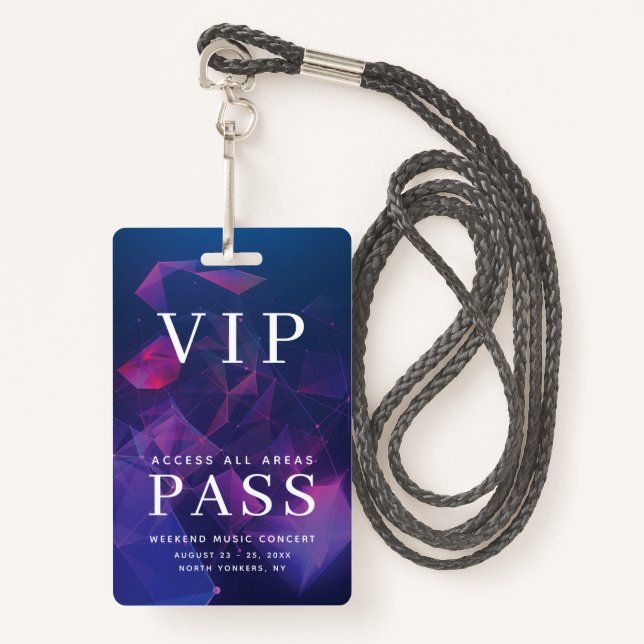 Badge VIP All Access Pass Événements extérieurs Géométri (Devant avec lanière)