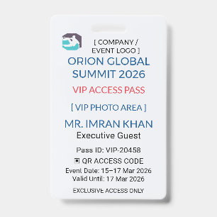 Badge VIP Badge Pass – Sécurité d'entreprise