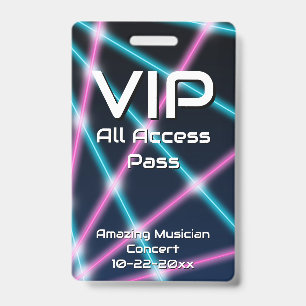 Badge VIP d'accès personnalisé pour concert de las