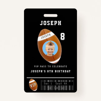 Badge VIP Football Pass Photo personnalisée Partie Anniv