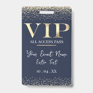 Badge VIP Or sur événement ou fête bleu marine