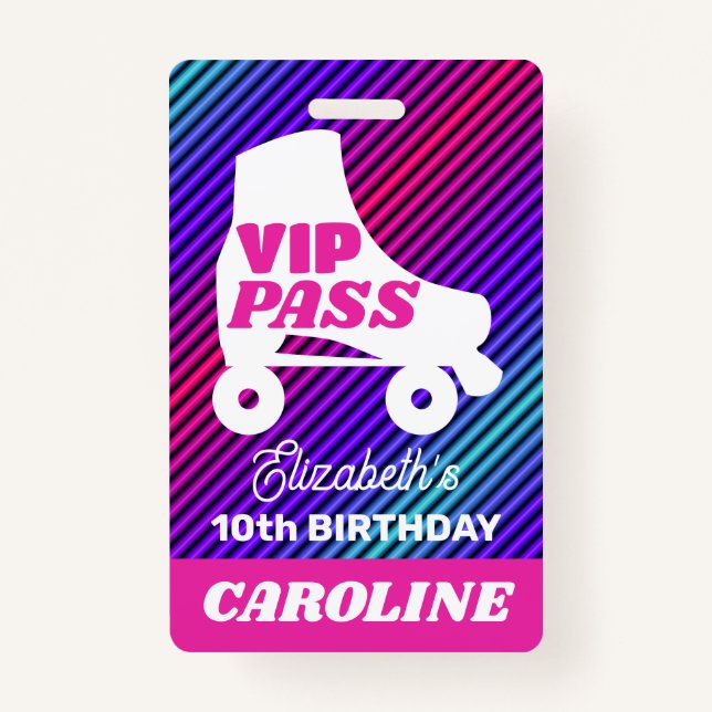 Badge VIP Party Pass Girl Roller Skating Lanyard (Devant)