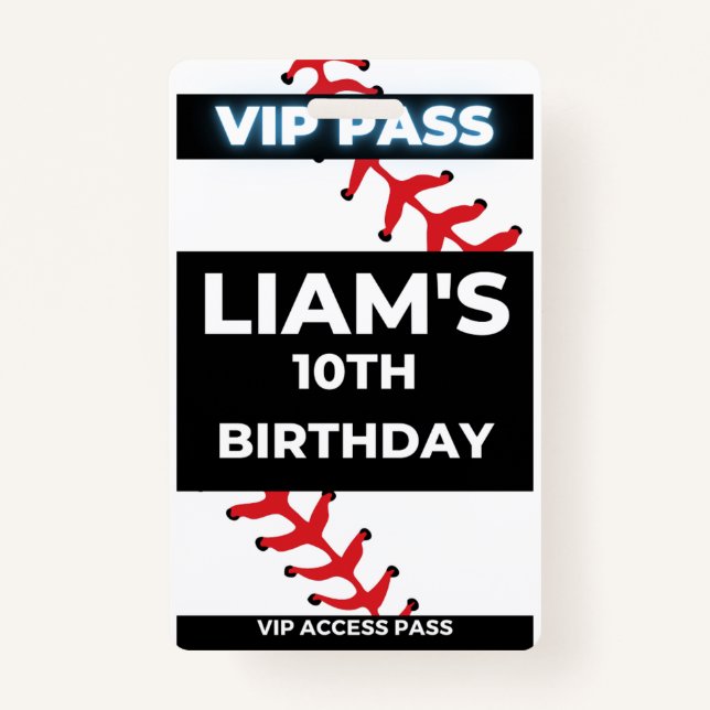 Badge VIP Pass de la fête d'anniversaire de baseba (Devant)