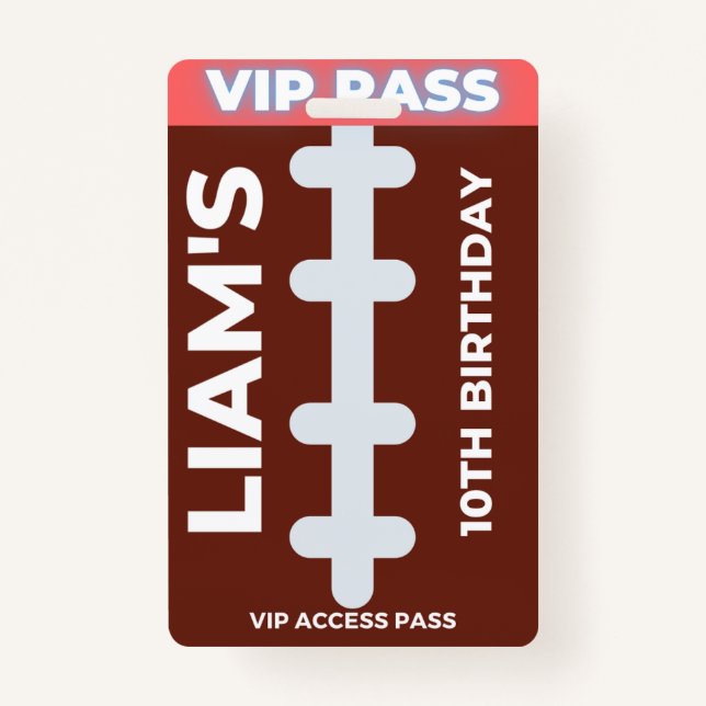 Badge VIP Pass Football fête d'anniversaire (Devant)