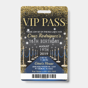 Badge VIP Pass Hollywood Tapis Rouge Anniversaire