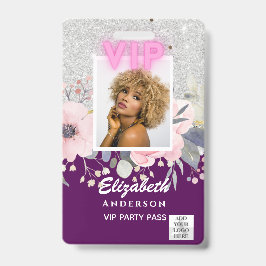 Badge VIP PHOTO ID - Fête, Festival, PARTIES SCINTILLANT