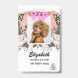 Badge VIP PHOTO ID - Fête, Festival, PARTIES SCINTILLANT