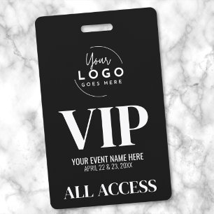 Badge VIP Votre Logo Noir Blanc Événement Accès Illimité