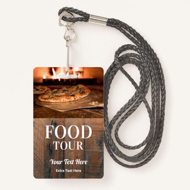 Badge Visite gastronomique Photo & Logo (Devant avec lanière)