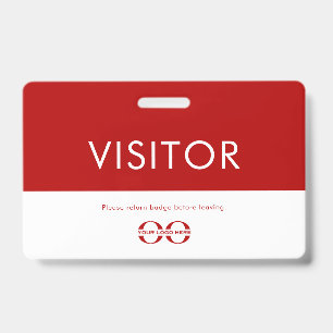 Badge visiteur avec logo de société rouge personna
