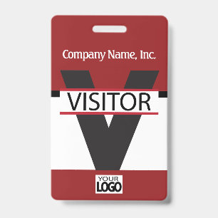 Badge Visiteur avec votre Logo - Rouge foncé
