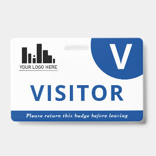 Badge Visiteur Bleu & Blanc Votre Logo