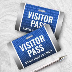 Badge Visiteur Bleu Royal & Acier Entreprise