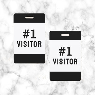 Badge Visiteur d'entreprise Noir Simple Moderne