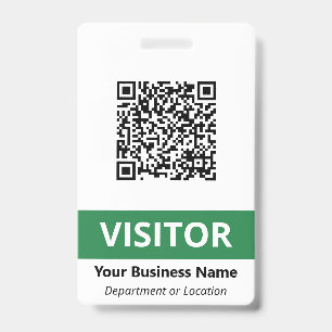 Badge Visiteur Propre Vert Blanc Votre code QR
