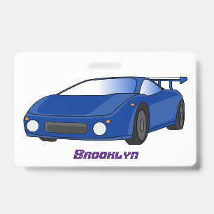 Badge Voiture de sport bleue avec illustration airfos