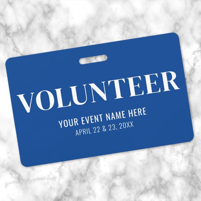 Badge Volontaire bleu simple (Simple Blue Volunteer Badge)