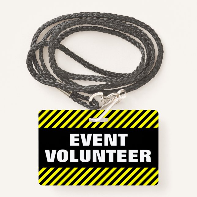 Badge "VOLONTAIRE D'ÉVÉNEMENT" + Insigne noir et jaune (Devant avec lanière)