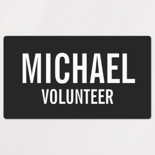 Badge volontaire noir avec Étiquettes de nom perso