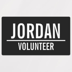 Badge volontaire noir avec Étiquettes de nom perso