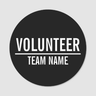 Badge volontaire noir avec nom d'équipe personnal