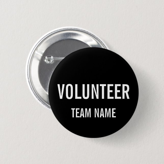 Badge volontaire noir avec nom d'équipe personnali (Devant & derrière)