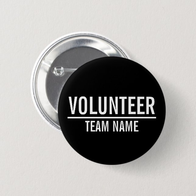 Badge volontaire noir avec nom d'équipe personnali (Devant & derrière)