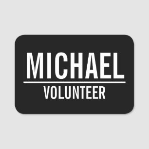 Badge volontaire noir avec nom personnalisé