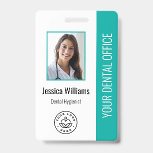 Badge Votre logo Dentist Office Identifiant photo Turquo